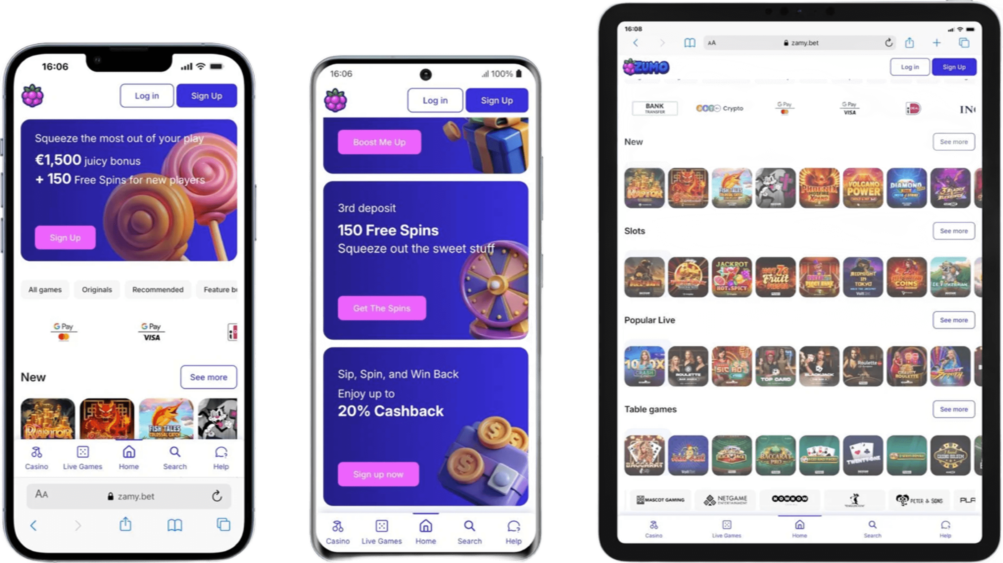 ZumoBet Casino App-schermafbeelding
